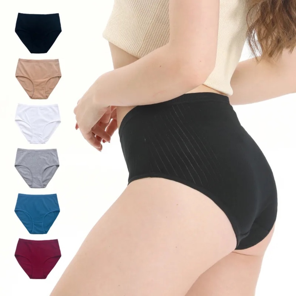 3/$18 Women's High-Waisted Cotton Black Briefs Full Coverage Underwear Panty